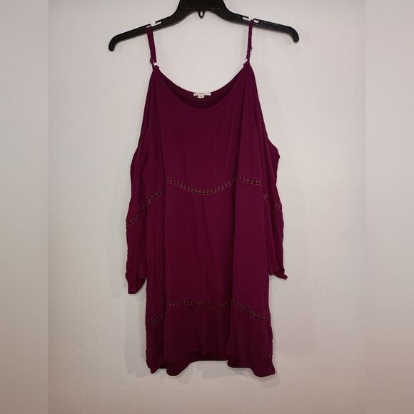 Pinky Mini Gauzy Purple Plum Cold Shoulder Whimsygoth Fairy dress size 22 / 24 - Picture 1 of 6